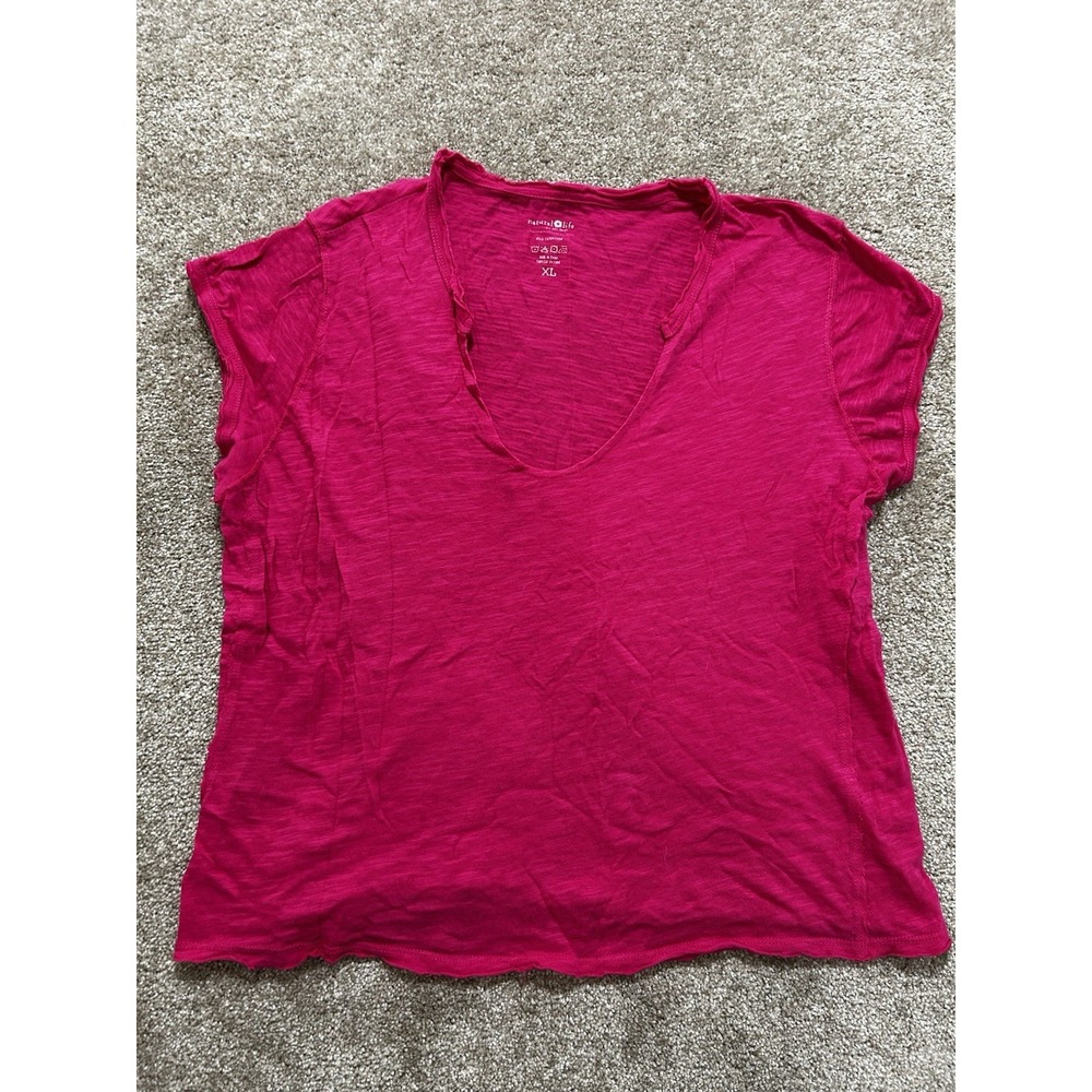 Natural Life Women's XL Molly Cotton Dark Pink Tee‎ Shirt